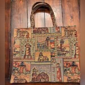 Lighthouse Tapestry Carpet Tote Bag